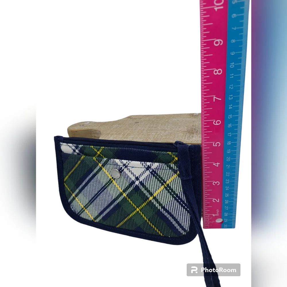 Lands' End Small Plaid Canvas Wristlet
